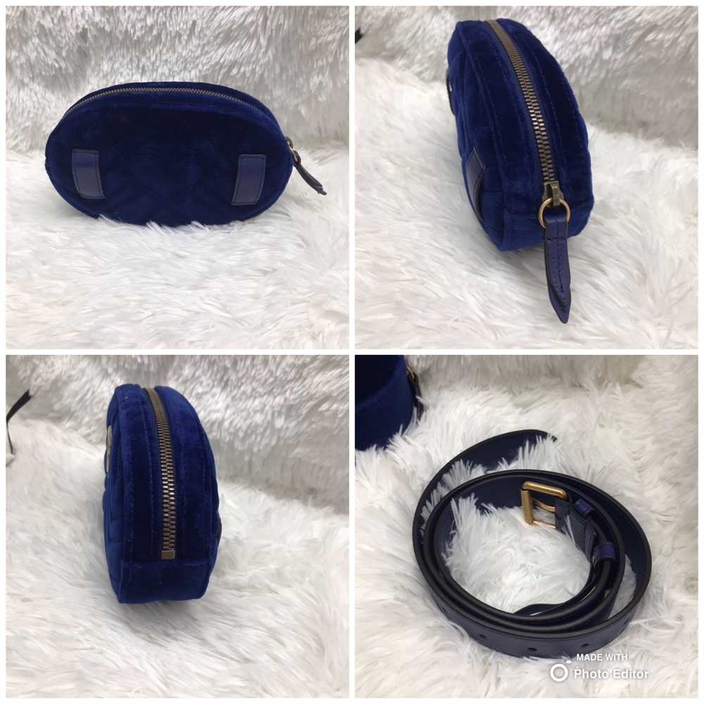Gucci Blue Velvet GG Marmont Belt Bag BRAND NEW‼️LAST DROP‼️ - Picture 7 of 8